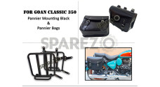For Royal Enfield Goan Classic 350 Leather Pannier Bags With Mounting - SPAREZO For Royal Enfield Goan Classic 350 Leather Pannier Bags With Mounting - SPAREZO